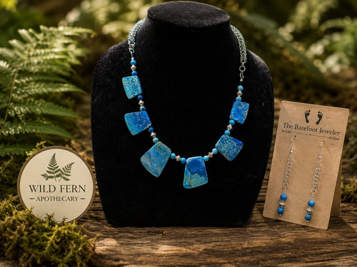 Graduated Ocean Jasper Necklace and Earrings Set by The Barefoot Jeweler